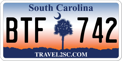SC license plate BTF742