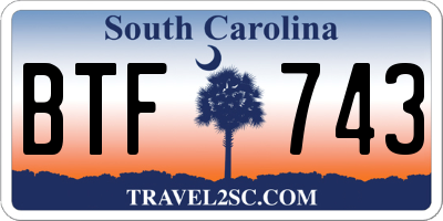 SC license plate BTF743