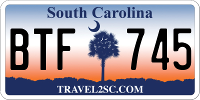 SC license plate BTF745