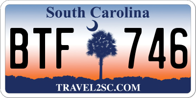 SC license plate BTF746