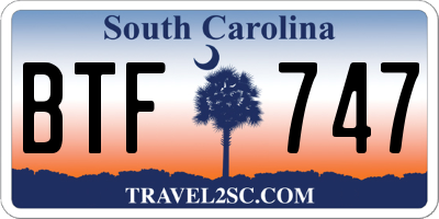 SC license plate BTF747