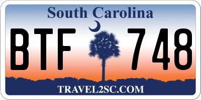 SC license plate BTF748