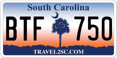 SC license plate BTF750
