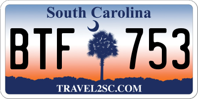 SC license plate BTF753