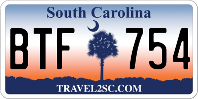 SC license plate BTF754