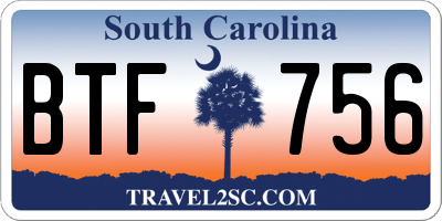 SC license plate BTF756