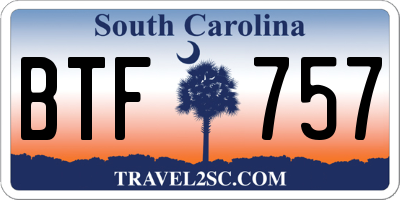 SC license plate BTF757