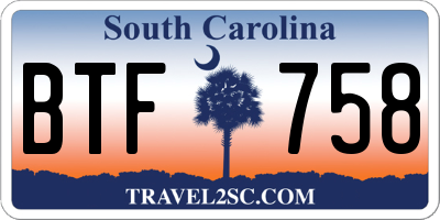 SC license plate BTF758
