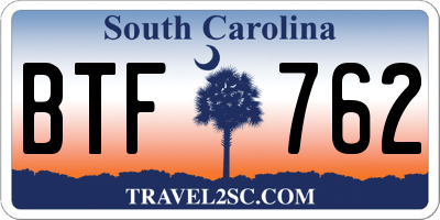SC license plate BTF762
