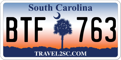 SC license plate BTF763