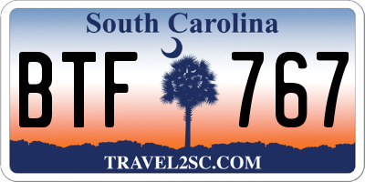 SC license plate BTF767