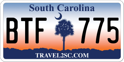 SC license plate BTF775