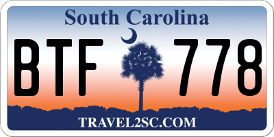 SC license plate BTF778