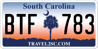 SC license plate BTF783