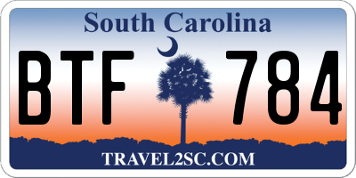 SC license plate BTF784