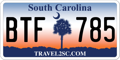 SC license plate BTF785