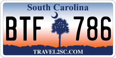 SC license plate BTF786