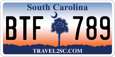 SC license plate BTF789