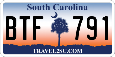 SC license plate BTF791