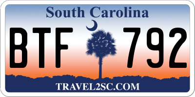 SC license plate BTF792