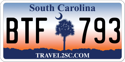 SC license plate BTF793