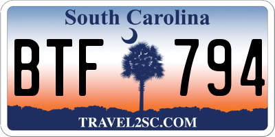 SC license plate BTF794