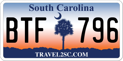 SC license plate BTF796