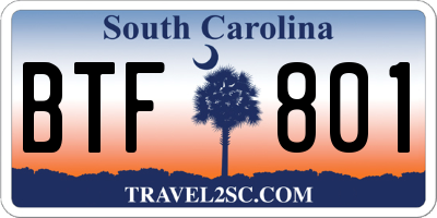 SC license plate BTF801