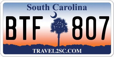 SC license plate BTF807