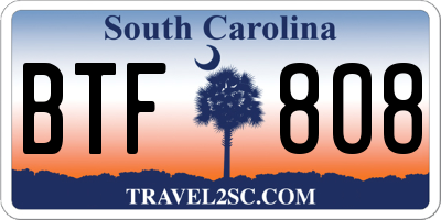 SC license plate BTF808
