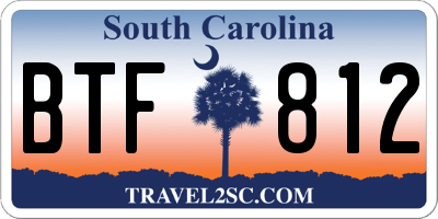 SC license plate BTF812