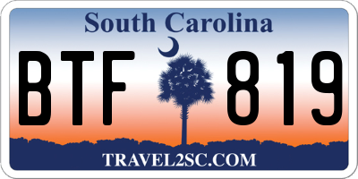 SC license plate BTF819