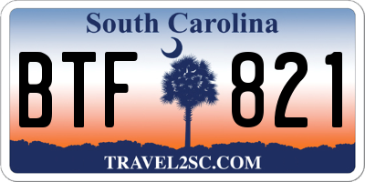 SC license plate BTF821