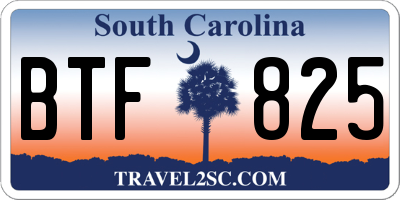 SC license plate BTF825