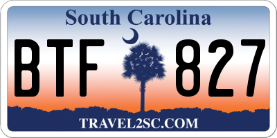 SC license plate BTF827