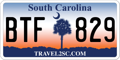 SC license plate BTF829