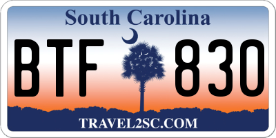 SC license plate BTF830