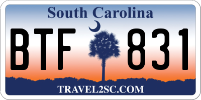 SC license plate BTF831