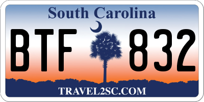 SC license plate BTF832