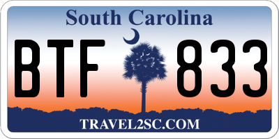 SC license plate BTF833
