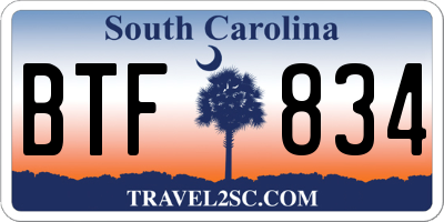 SC license plate BTF834