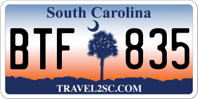 SC license plate BTF835
