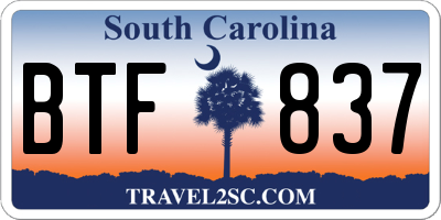 SC license plate BTF837