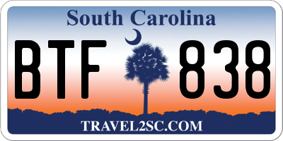 SC license plate BTF838