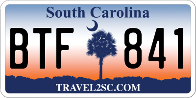 SC license plate BTF841