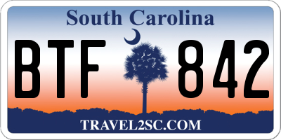 SC license plate BTF842