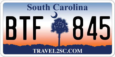 SC license plate BTF845