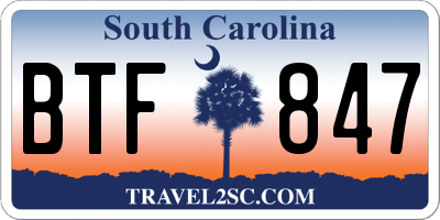 SC license plate BTF847