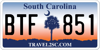 SC license plate BTF851