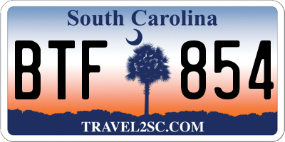 SC license plate BTF854